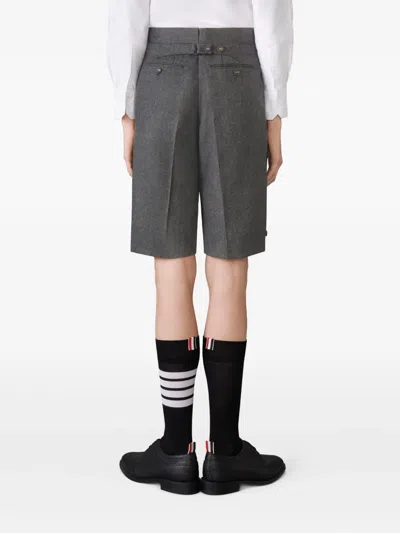 Thom Browne Solid Wool Flannel Bermuda Shorts In Gray