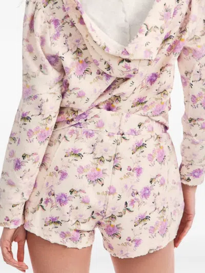 Loveshackfancy Renato Floral Frayed Shorts In Neutral