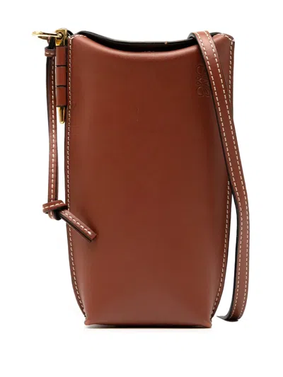 Pre-owned Loewe 2019 Leather Gate Pocket Crossbody Bag In Brown