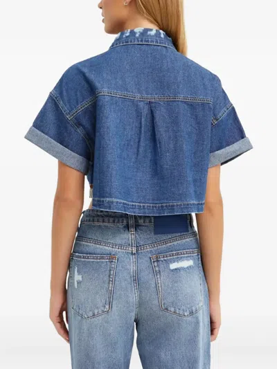 One Teaspoon Cropped Denim Shirt In Blue
