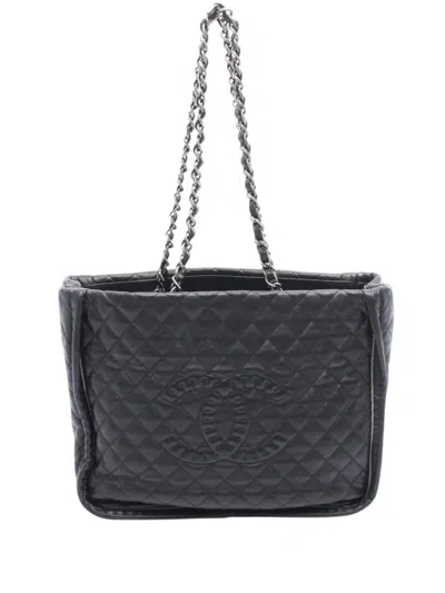 Pre-owned Chanel 2011 Cc Quilted Lambskin In The Mix Shopping Tote Bag In Black