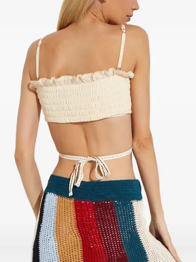 Agua Bendita Amari Ruffled Tie Top In White