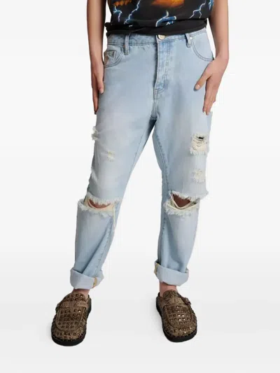 One Teaspoon Distressed Five-pocket Jeans In Blue