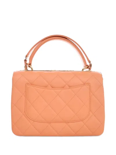 Pre-owned Chanel 2021-2025 Small Lambskin Trendy Cc Top Handle Bag Satchel In Orange