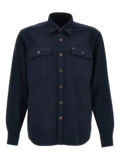 Fay Logo-patch Shirt In Blue