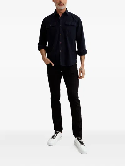 Fay Logo-patch Shirt In Blue