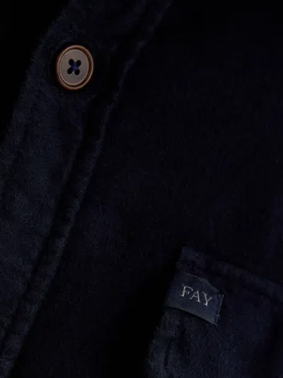 Fay Logo-patch Shirt In Blue