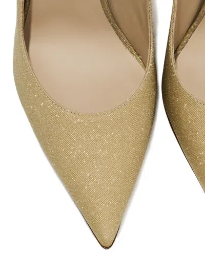 Le Silla 120mm Glitter Pointed Pumps In Gold