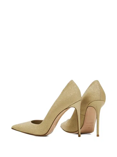 Le Silla 120mm Glitter Pointed Pumps In Gold