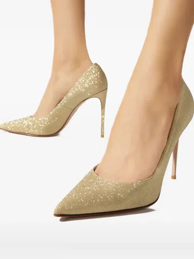 Le Silla 120mm Glitter Pointed Pumps In Gold