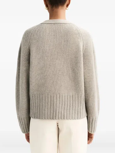 Soft Goat Button V-neck Cashmere Cardigan In Gray