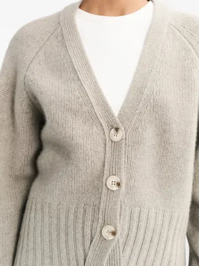 Soft Goat Button V-neck Cashmere Cardigan In Gray