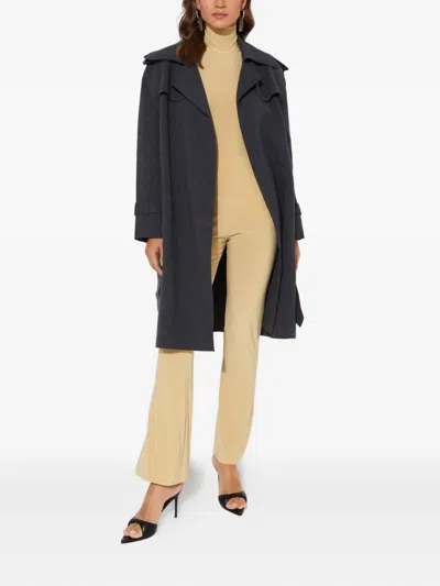Norma Kamali Belted Trench Coat In Gray