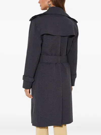 Norma Kamali Belted Trench Coat In Gray