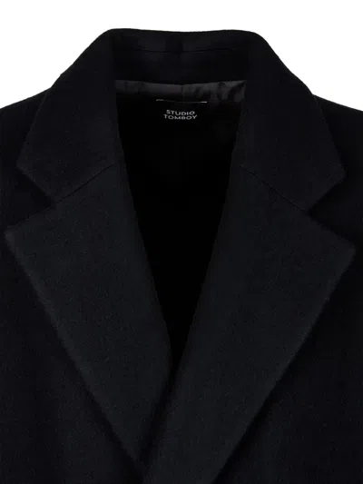 Studio Tomboy Double-breasted Patch-pocket Coat In Black