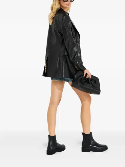 Retroféte Button-fastening Strapless Mini Dress In Blue