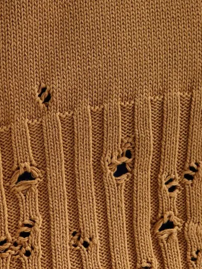 Marni Button Distressed Cardigan In Brown