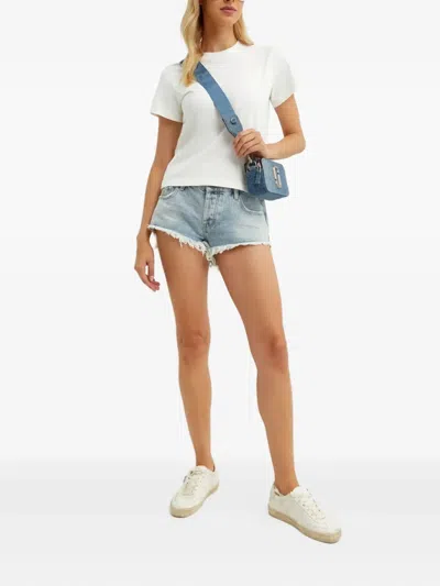 One Teaspoon Frayed Low-rise Shorts In Blue