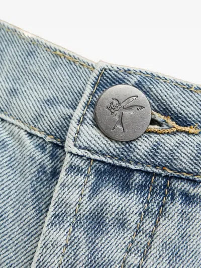 One Teaspoon Frayed Low-rise Shorts In Blue