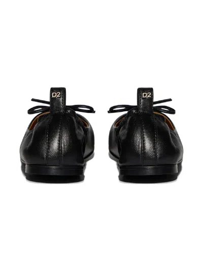 Dsquared2 Bow-detail Square-toe Ballerinas In Black