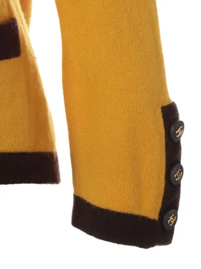 Pre-owned Chanel 1996 Cc-buttons Cardigan In Yellow