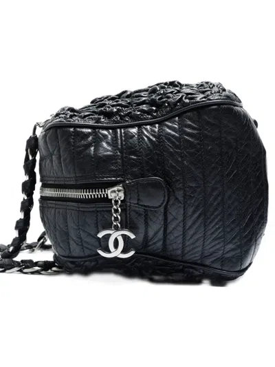Pre-owned Chanel 2006-2008 Astrakhan Cc Mark Chain Shoulder Bag In Black