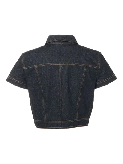 Pre-owned Chanel 1997 Short-sleeve Denim Top In Blue