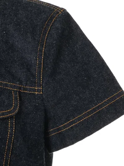 Pre-owned Chanel 1997 Short-sleeve Denim Top In Blue