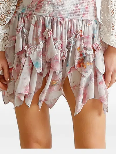 Ixiah Sirelli Ruffled Floral Skirt In Black