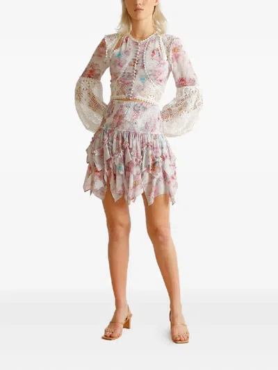 Ixiah Sirelli Ruffled Floral Skirt In Black