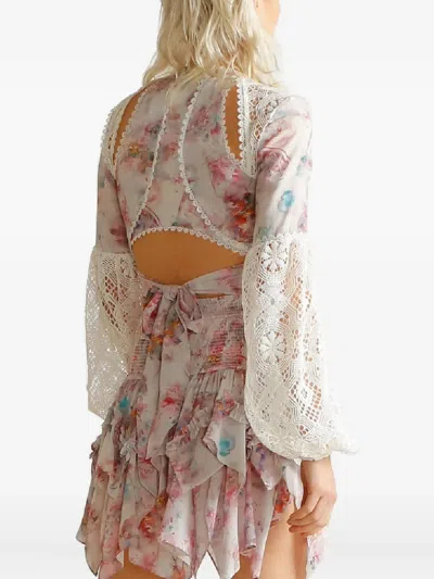 Ixiah Sirelli Ruffled Floral Skirt In Black