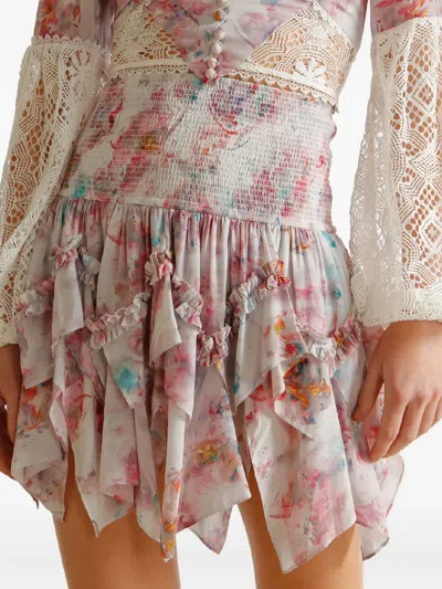 Ixiah Sirelli Ruffled Floral Skirt In Black