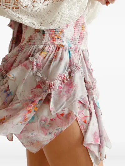 Ixiah Sirelli Ruffled Floral Skirt In Black