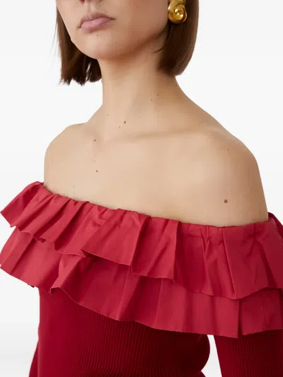 Jovonna Leesal Ruffled Top In Brown