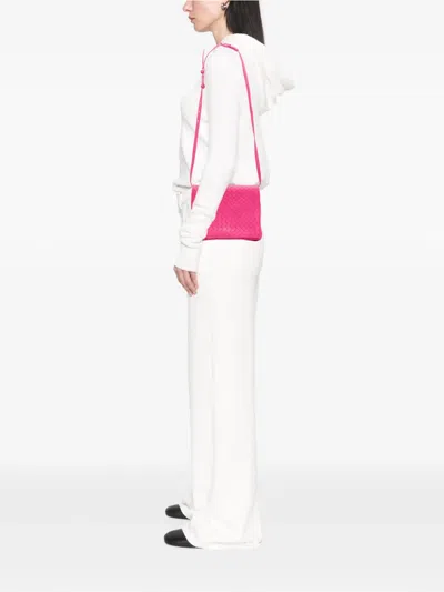 Pre-owned Bottega Veneta 2012-2025 Nappa Intrecciato Flap Crossbody Bag In Pink