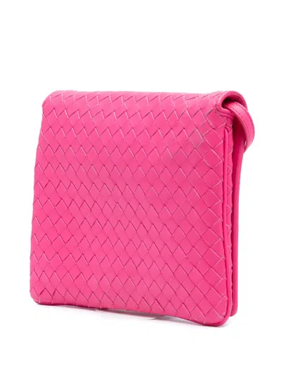 Pre-owned Bottega Veneta 2012-2025 Nappa Intrecciato Flap Crossbody Bag In Pink