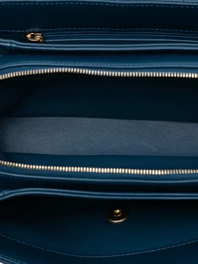 Pre-owned Chanel 2018 Small Chevron Lambskin Stitched Envelope Flap Shoulder Bag In Blue