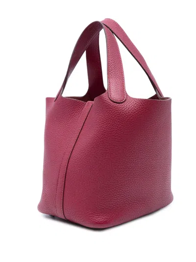 Pre-owned Hermes 2010 Clemence Picotin Lock 18 Handbag In Red