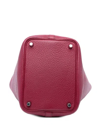 Pre-owned Hermes 2010 Clemence Picotin Lock 18 Handbag In Red