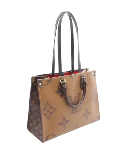 Pre-owned Louis Vuitton 2020 Monogram Giant Onthego Mm Satchel In Brown
