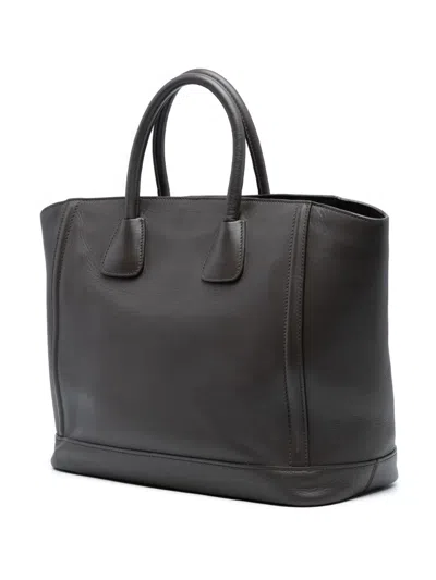 Pre-owned Prada 2010-2025 Large City Calf Double Handle Shopping Tote Bag In Gray