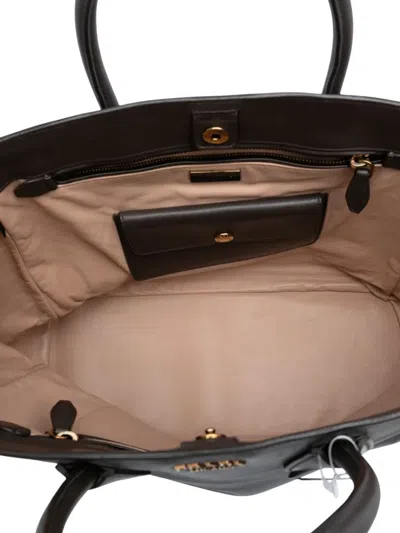 Pre-owned Prada 2010-2025 Large City Calf Double Handle Shopping Tote Bag In Gray