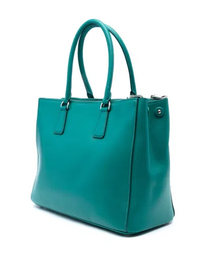 Pre-owned Prada 2000-2025 Large City Calf Galleria Double Zip Satchel In Green