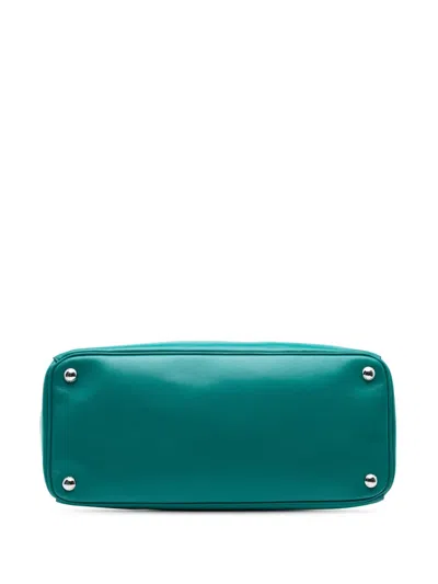 Pre-owned Prada 2000-2025 Large City Calf Galleria Double Zip Satchel In Green