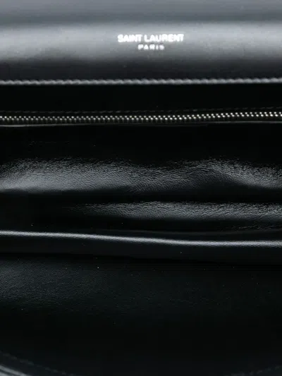 Pre-owned Saint Laurent 2021 Quilted Lambskin Studded Monogram Gaby Shoulder Bag In Black