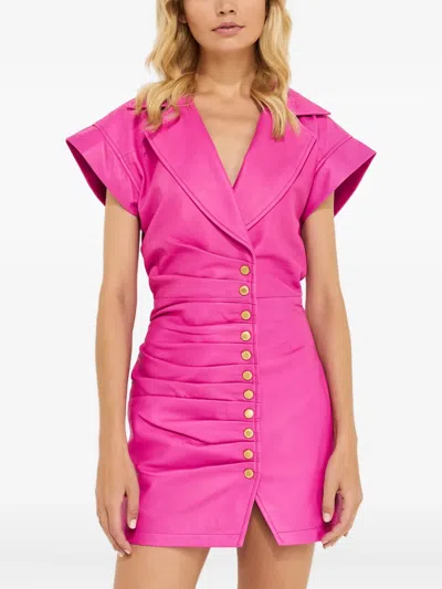 Retroféte Gia Collared Ruched Dress In Pink