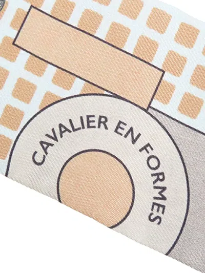 Pre-owned Hermes 2010-2025 Cavalier En Formes Silk Twilly Scarf Scarves In Blue