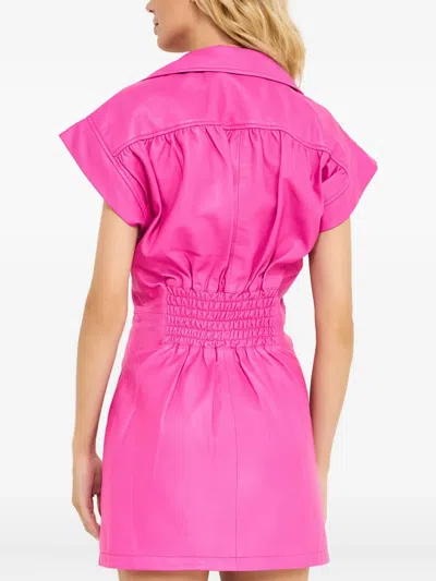 Retroféte Gia Collared Ruched Dress In Pink