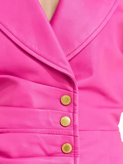 Retroféte Gia Collared Ruched Dress In Pink