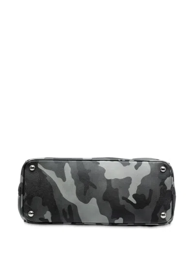 Pre-owned Prada 2010-2025 Medium Saffiano Lux Camouflage Galleria Double Zip Satchel In Gray
